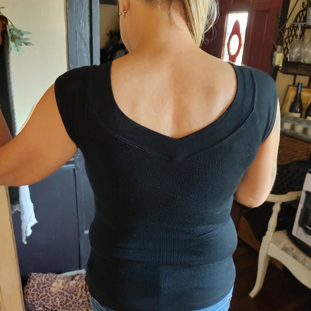 Bebe Black Rhinestone Logo Tee - Picture 2 of 3